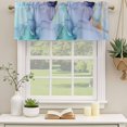 thumbnail image 2 of Teal Curtain Valances for Windows, Kitchen Valance Window Treatments Panel 2 Pack, Abstract Modern Marble Ink Painting Art Rod Pocket Short Curtains for Bathroom Bedroom 42 x 12 Inch, 2 of 8