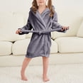 thumbnail image 5 of Gibobby Toddler Boys Girls Flannel Bathrobes Kids Soft Hooded Sleepwear Cartoon Print Night-robe Kids Flannel Hooded Bathrobe Toddler Plush Robes With Belt Toddler Pajamas,Dark Gray,Size 4-5T, 5 of 9