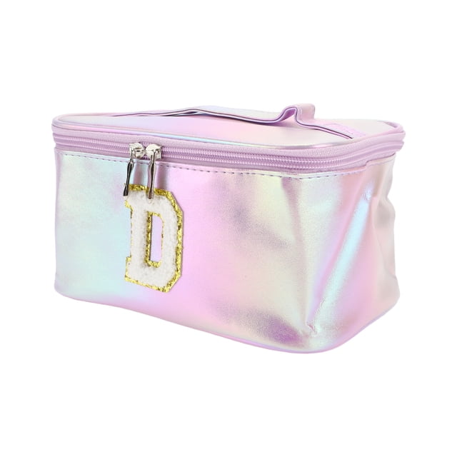 1 Pc Bolsa de Maquillaje de Letras Cuadradas para Mujeres para Vacaciones y Actividades al Aire Libre Color Púrpura de PU