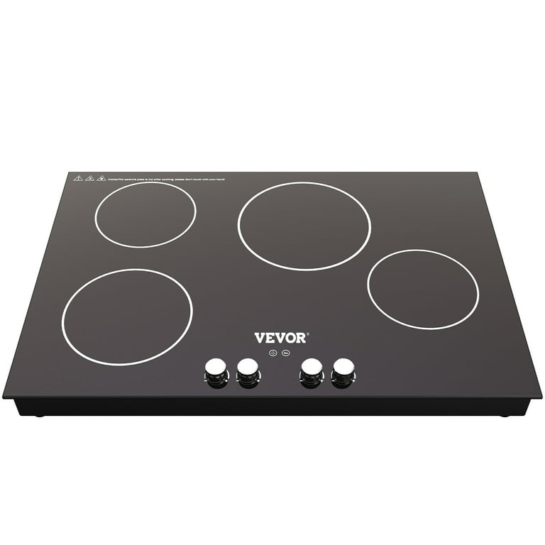 VEVOR Built in Electric Stove Top, 30.3 x 20.5 inch 4 Burners, 240V Glass  Radiant Cooktop with Sensor Touch Control, Timer & Child Lock Included, 9  Power Levels for Simmer Steam Slow