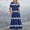 Dark Blue, variant on Women's Casual Summer Midi Dress, Short Sleeve Round-Neck Loose Fit, Wave Stripe Print with Pockets, Comfortable Daily Dress