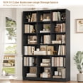 thumbnail image 3 of Hiphuta 76"H x 47"W Wood 6-Tier Standard Bookcase, Tall Bookcase for Bedroom, Freestanding 18 Cubes Display Storage Shelves, Living Room and Office, Black, 3 of 8