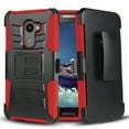 thumbnail image 1 of Kaleidio Case For Alcatel REVVL (T-Mobile) / Walters / A30 Plus / A30 Fierce [Dual Form] Rugged Holster [Belt Clip][Shockproof] Hybrid Stand Armor Cover w/ Overbrawn Prying Tool [Black/Red], 1 of 5