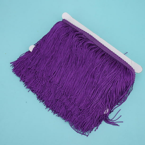 HEEPDD Borde de Flecos, 10 Yardas 14 cm de Largo Flecos de Encaje Borla de Fibra de poliéster Borla para Bricolaje Vestido Latino Escenario Ropa Cortina Accesorios(Morado Oscuro) Ecomeon no
