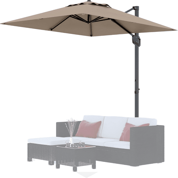 10x10ft Cantilever Patio Umbrella 360 Rotation Large Outdoor Shade for Deck Pool Backyard