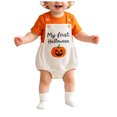 thumbnail image 4 of Xyant My First Halloween Baby Boy Girl Outfit Newborn Corduroy Overalls Bubble Romper Pumpkin/Ghost Sleeveless Bodysuit,Size 6-12 Months, 4 of 7