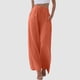 thumbnail image 2 of Pantalones de cintura alta y pierna ancha para mujer - Elástico con cordón, pierna recta cómoda, con bolsillos, 2 of 6