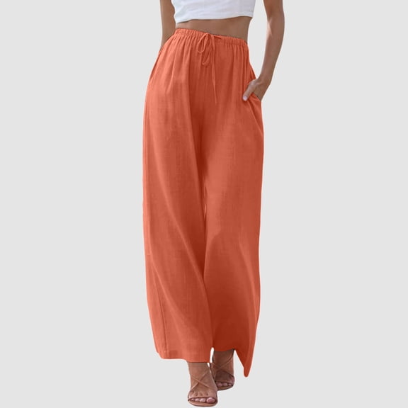 Women High Waisted Wide Leg Pants Fashion Drawstring Elastic Trousers Comfy Straight Leg Long Pants With Pockets Harem Pants Wide Legged Pant Summer Pant Suits for Women Casual Womens Pants Suite