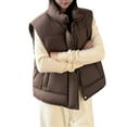 thumbnail image 6 of Htigea Womens Stand Collar Vest Fall Winter Sleeveless Jacket Zip Up Padded Vests Coats with Pockets Coffee XXL, 6 of 8