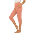 thumbnail image 2 of Lyrcatrment Yoga Capri Pants for Women Summer Stretchy High Waisted Pull on Cropped Work Pant with Pockets Side Slit Golf Workout Casual Business Capris, 2 of 8