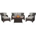 thumbnail image 6 of Hanover Strathmere 6-Piece Fire Pit Lounge Set with Faux-Stone Tile Top, 6 of 11