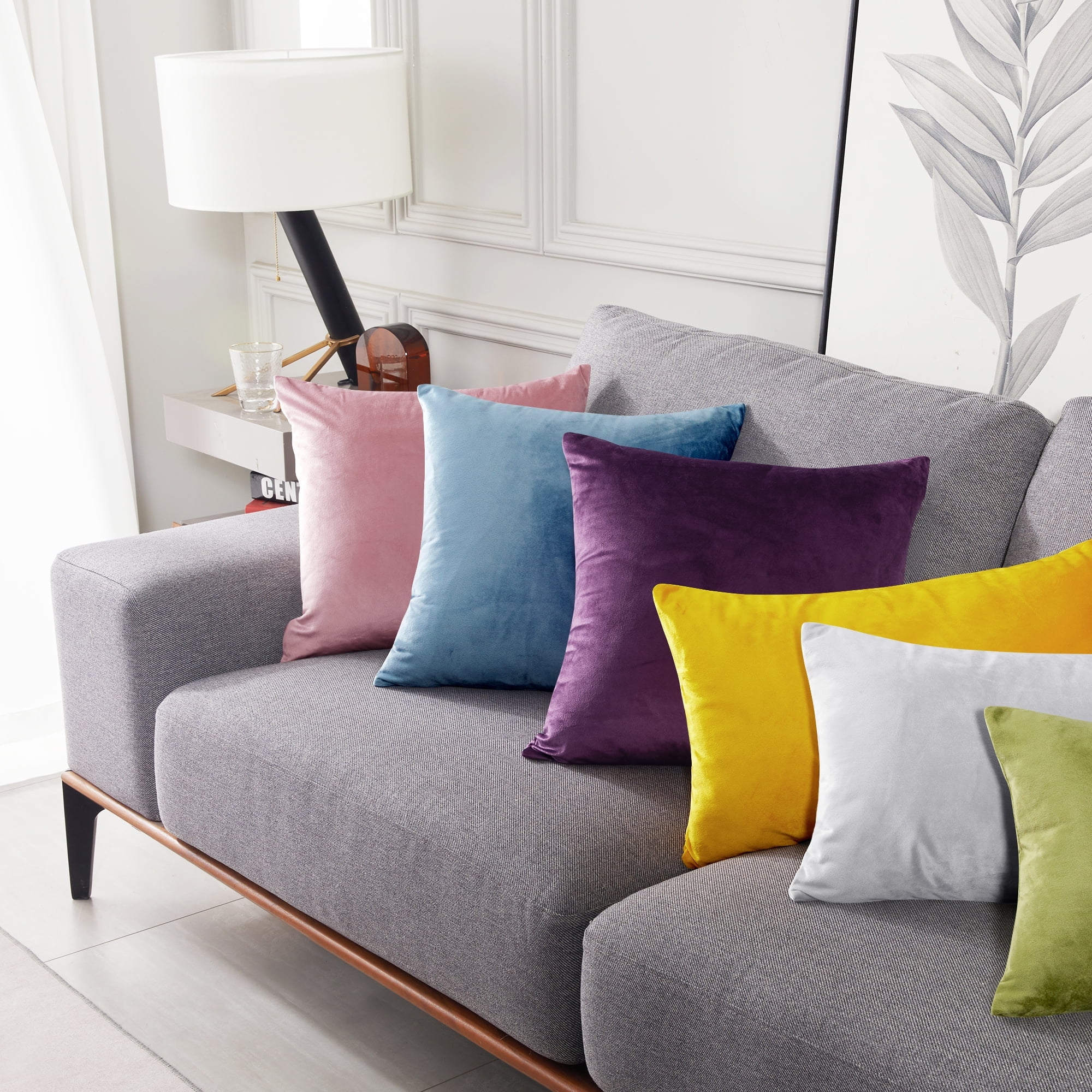 Deconovo Pack of 2 Lumbar Pillow Covers 12x20 Plush Velvet