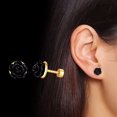 thumbnail image 1 of Boucles d'Oreilles Clous Roses pour Femmes Fleur Acrylique Or Acier Inoxydable Vis Arrière, 1 of 6