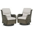 thumbnail image 4 of OPOHORO High Back Patio Swivel Glider Chairs Set of 2, All Weather Outdoor Gray Wicker Swivel Glider Rocking Chairs for Porch Deck with Thick Cushion in Beige, 4 of 10