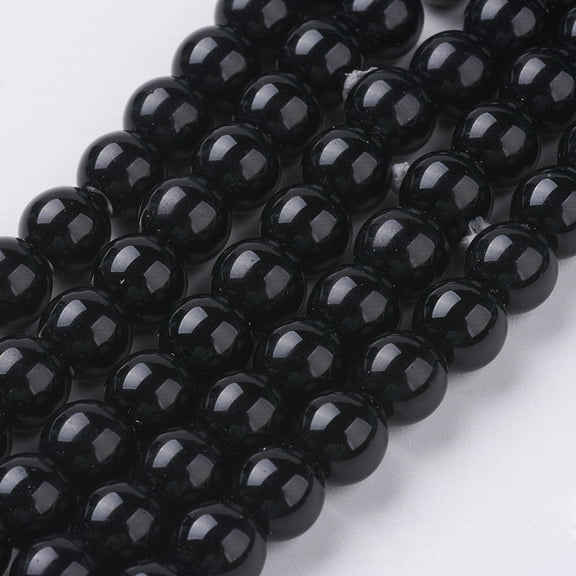 Black Stone Beads Strands Dyed Round Black 8mm Hole: 1mm
