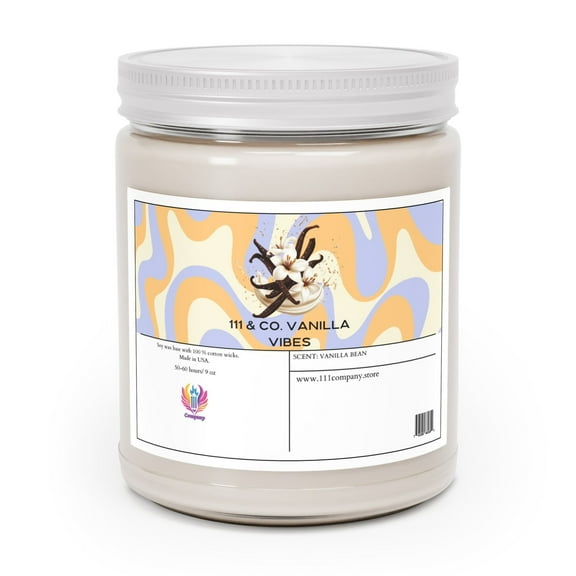 111 & Co. Vanilla Vibes Vanilla Bean Scented Candle | Soy Wax 9oz