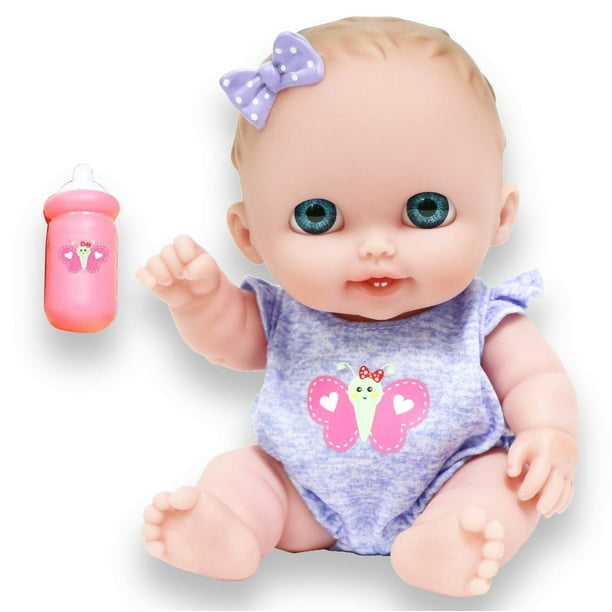 JC Toys Lil Cutesies 8.5 All Vinyl Baby Doll | Posable and Washable | Removable Outfit | Lulu- Blue Eyes Ages 2+