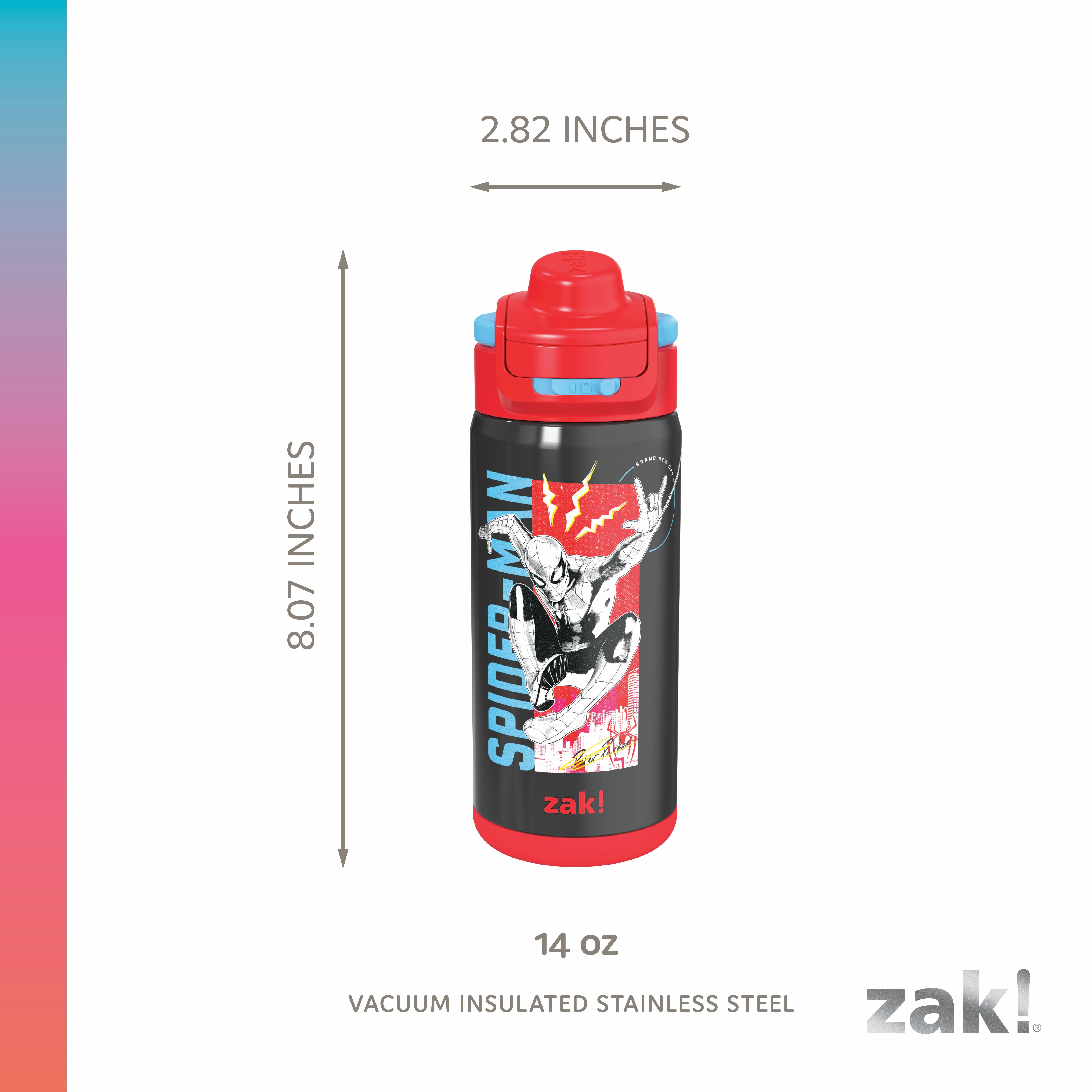 Zak Designs 14oz Spiderman Lincoln Water Bottle - Black