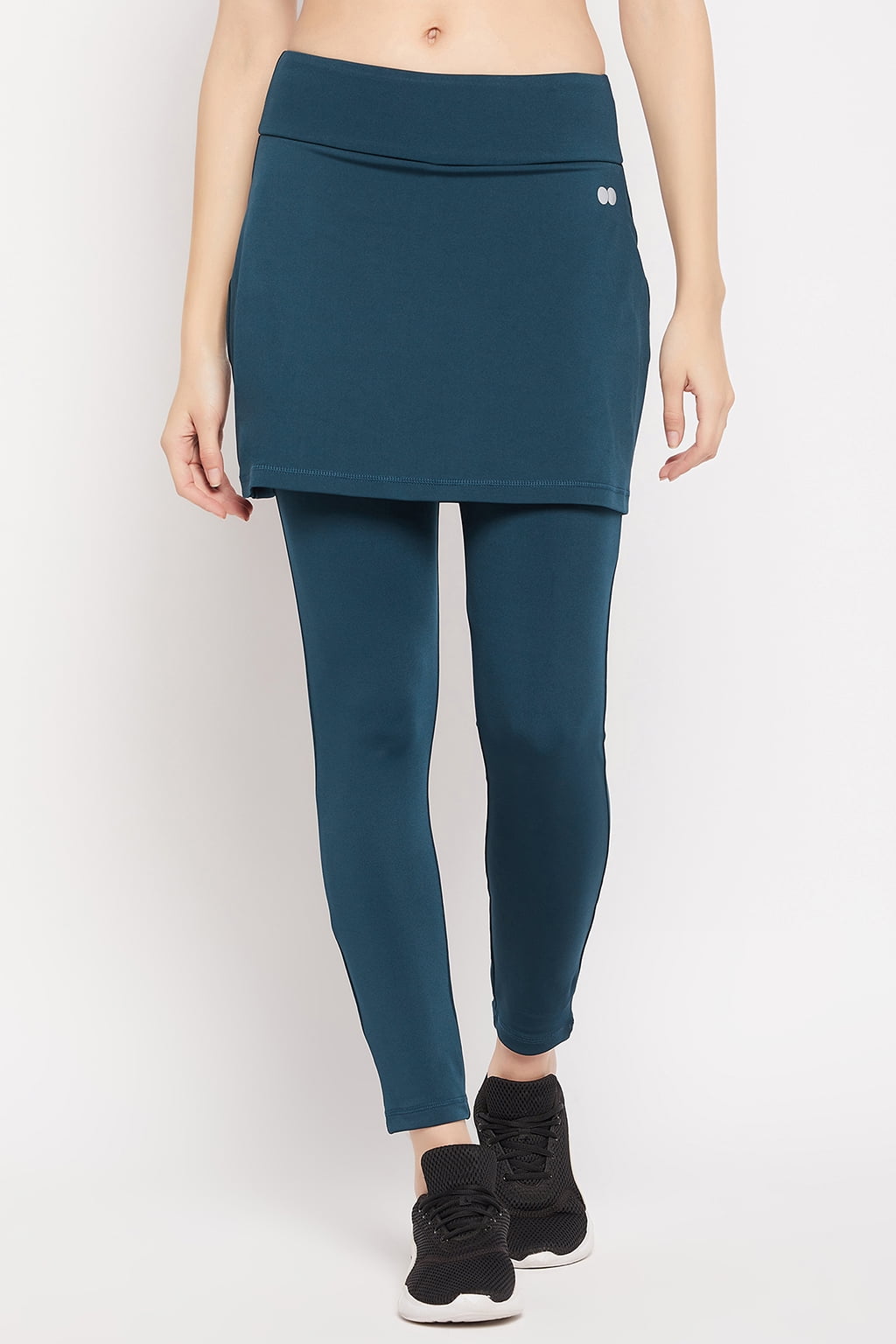 Clovia SnugFit High Rise Active Skirt with Attached Tights in Teal