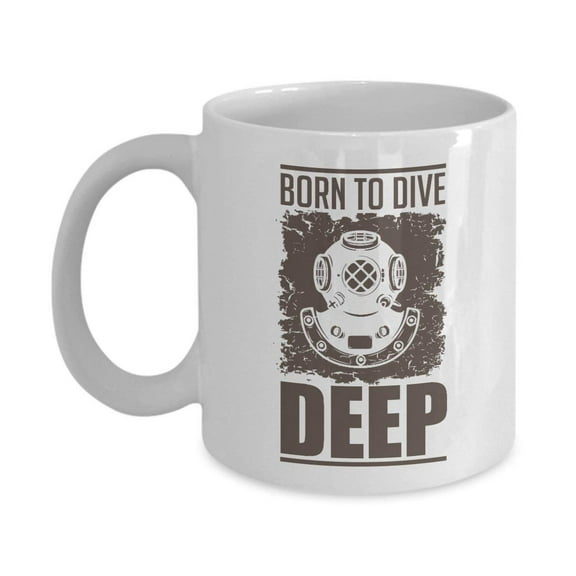 Vintage Born To Dive With Deep Sea Diving Helmet Design Coffee & Tea Gift Mug For A Master Scuba Diver Dad