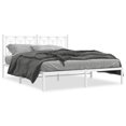 thumbnail image 1 of vidaXL Metal Bed Frame with Headboard White 150x200 cm, 1 of 5