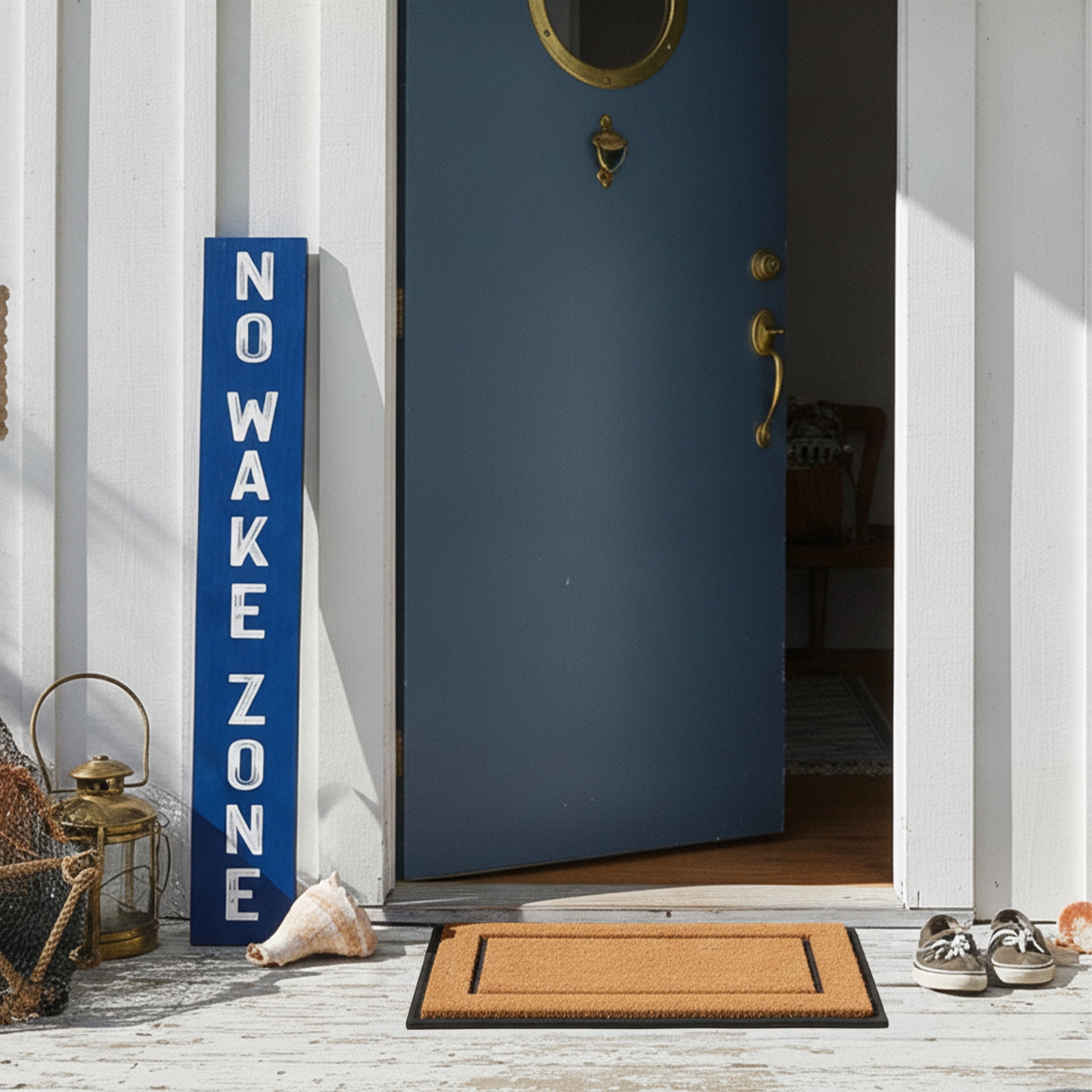 Calloway Mills 119325907 Blue No Wake Zone Porch Leaner, 59" x 07"