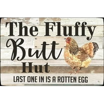 Funny Chicken Coop Sign Fluffy Hut Last One in is A Rotten Egg Chicken Metal Tin Sign Wall Plaque for Home Kitchen Bar Coffee Shop 8x12 Inch
