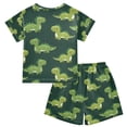 thumbnail image 2 of Dinosaurs Pattern Summer Pajama Set Soft Cotton Short Sleeve Sleepwear 2PCS Pajama Sets Breathable Lounge Set Size 5Y, 2 of 7