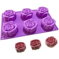 thumbnail image 1 of Moldes de silicona, 6 cavidades en forma de rosa, molde para jabón, molde para hornear, utensilios para hornear para pasteles, jabón, dulces, chocolate, magdalenas, gelatina, pan, pudín, muffins, 1 of 5