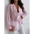 thumbnail image 3 of Women'S Sheer Mesh Button Down Shirt Top Long Sleeve Solid Color Hot Diamond Blouse Pink XL, 3 of 6