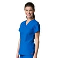 thumbnail image 2 of Maevn Red Panda Women's V-Neck Two Pocket Solid Top &Half Elastic Pant Scrub Set, 2 of 5