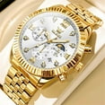 thumbnail image 3 of OLEVS Watches for Men, Mens Watches Quartz Gold Stainless Steel Waterproof Luminous Business Calendar Wrist Watch reloj para hombre, 3 of 12