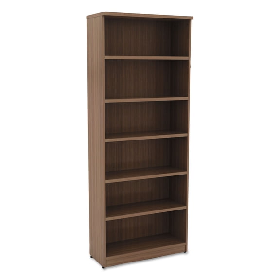 Alera Valencia Series Bookcase, Six-Shelf, 31 3/4w x 14d x 80 3/8h, Mod Walnut