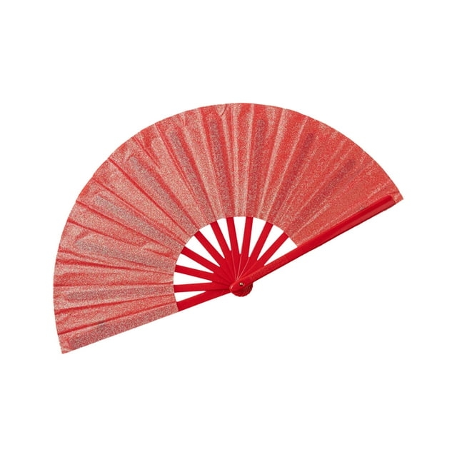 33cm Brillo Dorado Kung Fu Fan Artes Marciales Artes Marciales Danza Accesorio de Etapa de Entrenamiento de Costillas de Plástico Ligero con Bolsa de Almacenamiento para Adultos Niños