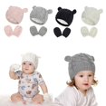 thumbnail image 4 of One-eyed monster Gorro de punto de algodón Gorro cálido de invierno para niños y niñas Gorros con pompones dobles Guantes, 4 of 5
