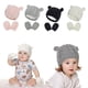 thumbnail image 4 of S Gorro de punto de algodón Gorro cálido de invierno para niños y niñas Gorros con pompones dobles Guantes, 4 of 5