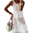 thumbnail image 3 of QAFOPEH Women Colorful Stripes Print Crew Neck Sleeveless Maxi Dress, 3 of 5