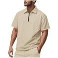 thumbnail image 2 of Men's Polo Shirts With Collar Big And Tall Under $10 Summertime Fashion Elasticity Casual Loose Half Zipper Lapel Short Sleeve, 2 of 9
