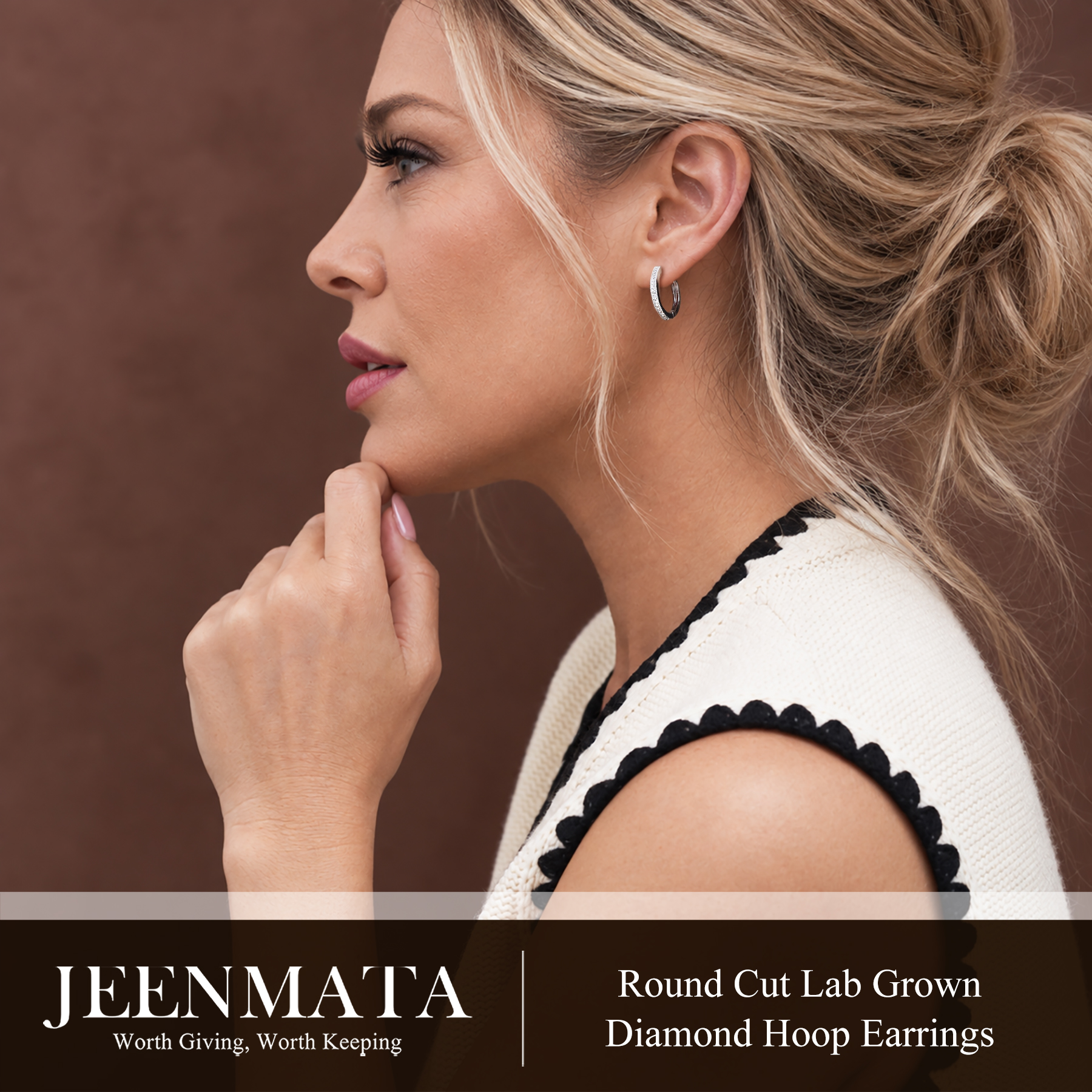 JeenMata Lab Grown Diamond Hoop Earrings photo 5
