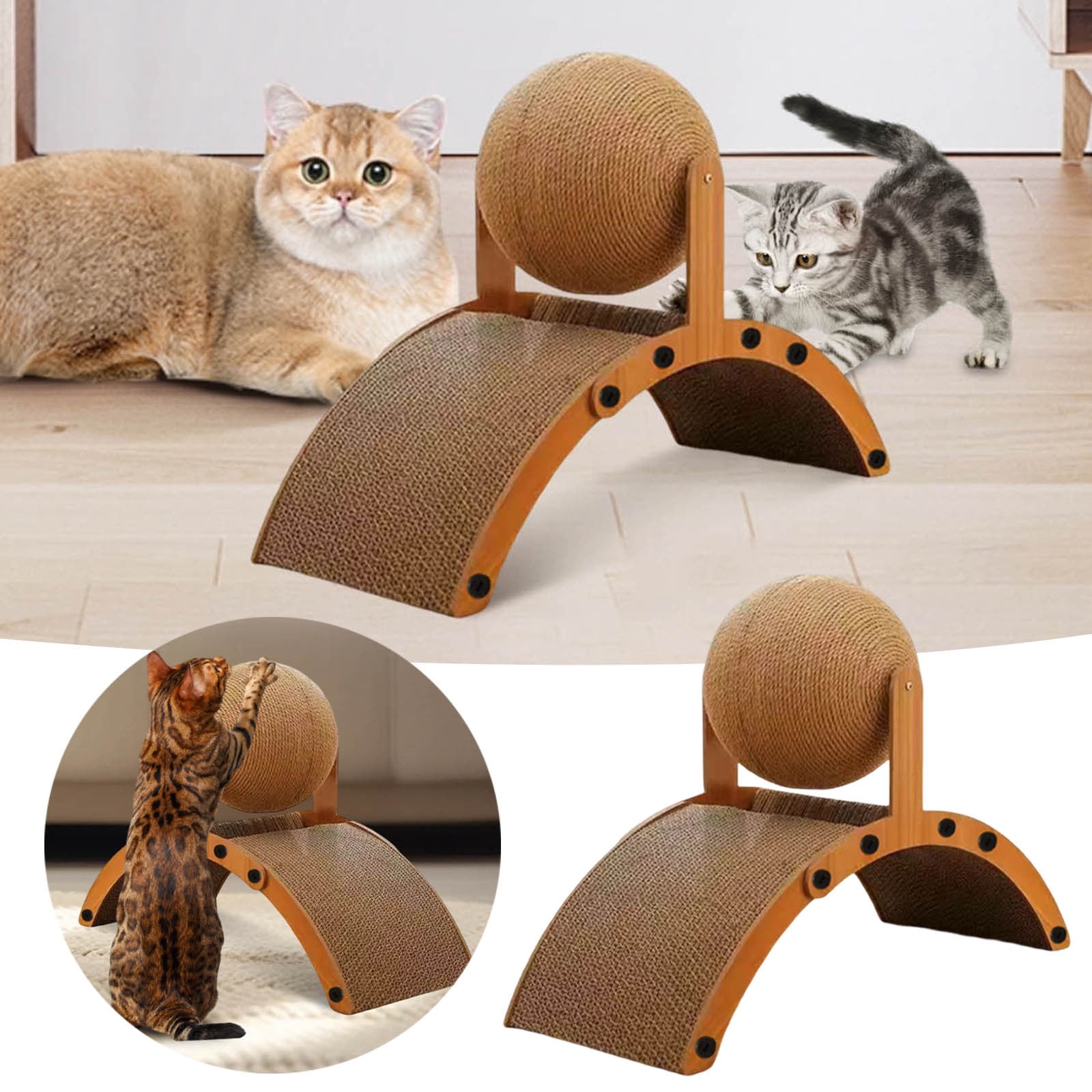 Durable Corrugated Cat Scratcher Pad with Sisal Board Inclined Scratching Post for Indoor