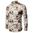 thumbnail image 4 of Men Shirts Long Sleeve Button Down Collared Vintage Floral Printed Tops Fashion Party Comfortable Free Slim Fit Men Dress Shirt, 4 of 5