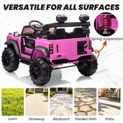 iYofe 24V 2 Seater Ride on Cars, Licensed Ford Bronco Raptor Powered Ride on Toy Truck with Remote Control, 4 Wheels Spring Suspension, Bluetooth Music, LED Light, Electric Car for Kids 3-8, Pink