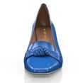 thumbnail image 3 of YDN Women Square Toe Slip on Loafers Knot High Chunky Heels Comfortable Daily Dress Prom Shoes Size 4 Royal Blue, 3 of 4