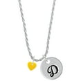 thumbnail image 1 of Delight Jewelry Acrylic 5/16" Yellow Heart Silvertone Script Initial Disc - D - Charm Necklace, 20"+3", 1 of 4