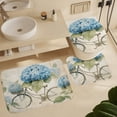 thumbnail image 6 of 4 Pcs Shower Curtain Sets Blue Bike Vintage Hydrangea with Non-Slip Rugs Toilet Lid Cover And Bath Mat Vintage Watercolor Summer Flowers Bike Bathroom Decor Set with Accessories 72inch X 72inch, 6 of 8
