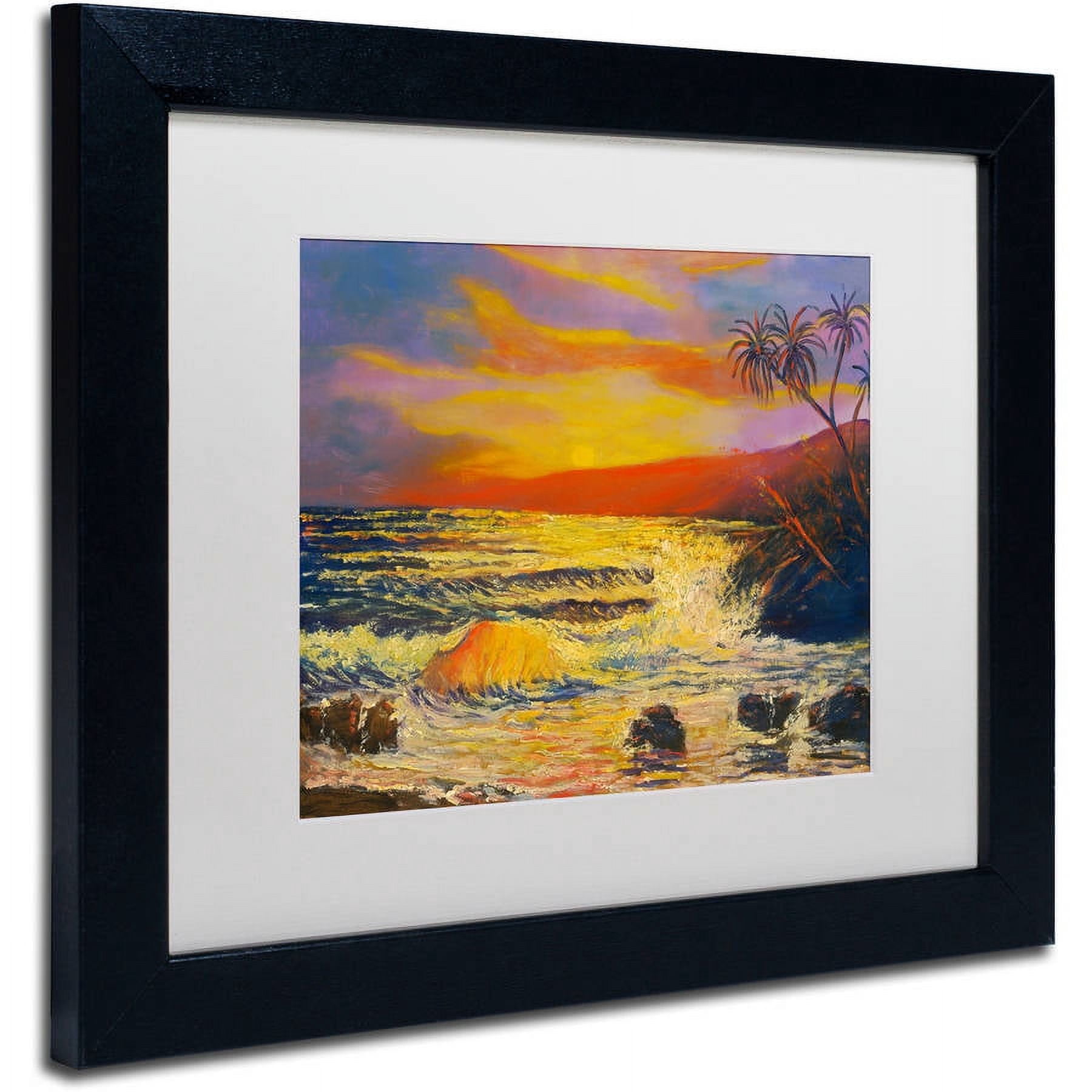 Trademark Fine Art "Maui Sunset" Canvas Art by Manor Shadian, White Matte, Black Frame