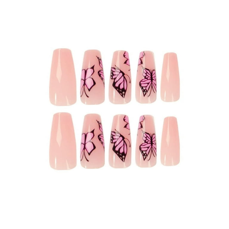 butterfly nails, louis vuitton nails, naillabratory, butterfly press on  nails, ballerina nails