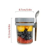 i Kito Oatmeal Overnight Jars with Measuring Marks 10 oz, Overnight Oat Jar with Spoon Gray 2pack