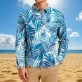 thumbnail image 3 of Donemore Men's Hawaiian Print Shirt Long Sleeve Notched Lapel Button Down with Pocket Beach Vacation Casual Style, 3 of 7