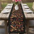 thumbnail image 4 of Boho Black Flowers Table Runner - 120 Inch Long Spring Abstract Watercolor Floral Leaf Cotton and Linen Blended Dress Scarves Farmhouse Table Runner for Kitchen Dining, Coffee Table, 13" x 120", 4 of 8